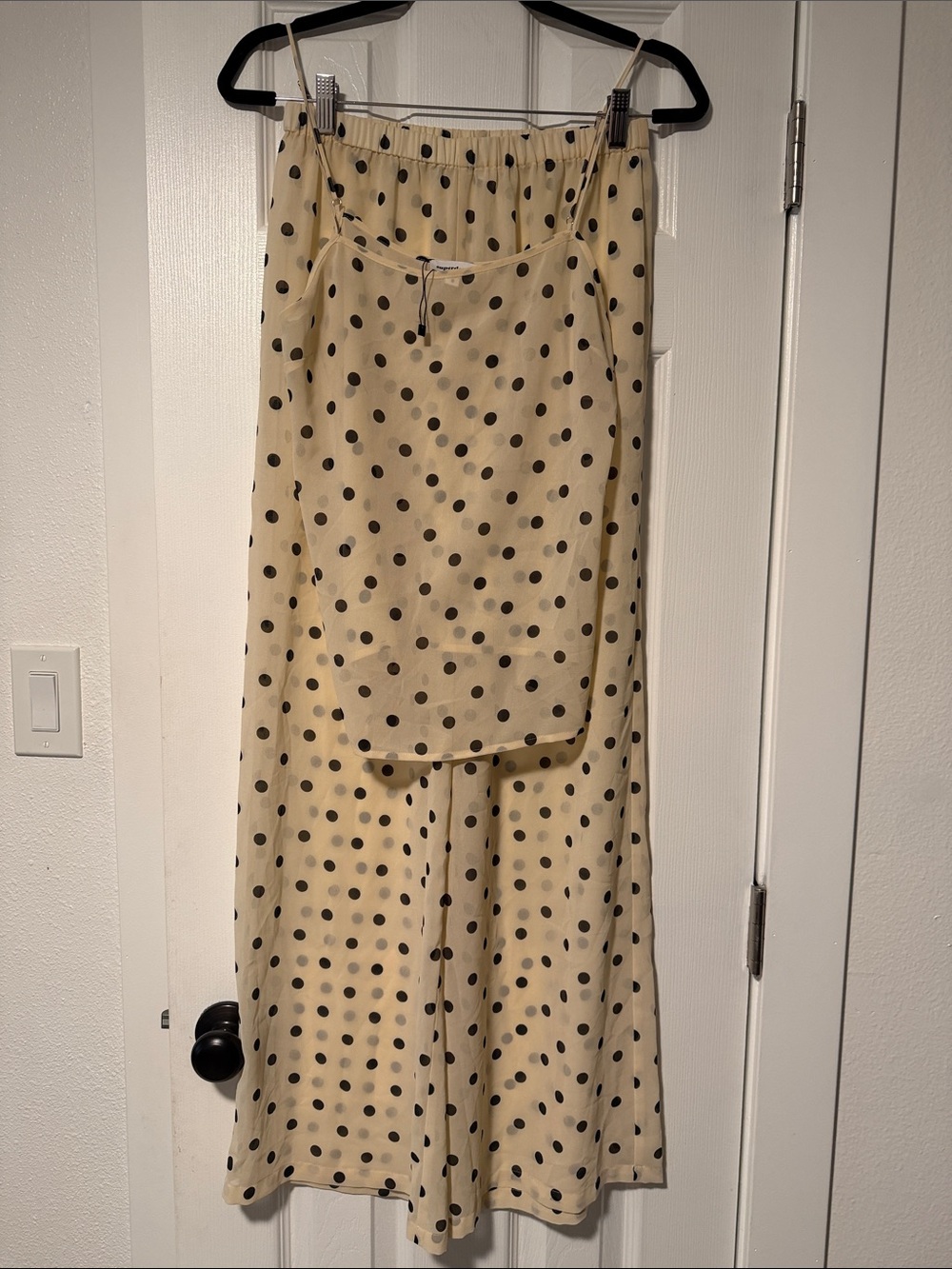 NWOT superdown Cream Polka Dot Wide-Leg Pants & Crop Tank Set